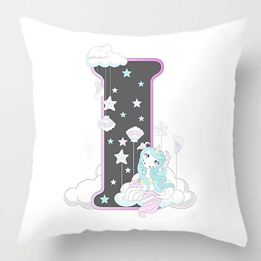 Cute Cartoon Alphabet Print Dolphin Star Pillowcase Sofa Cushion Bedside Backrest Pillow Case Baby Room Pillow Covers Decorative