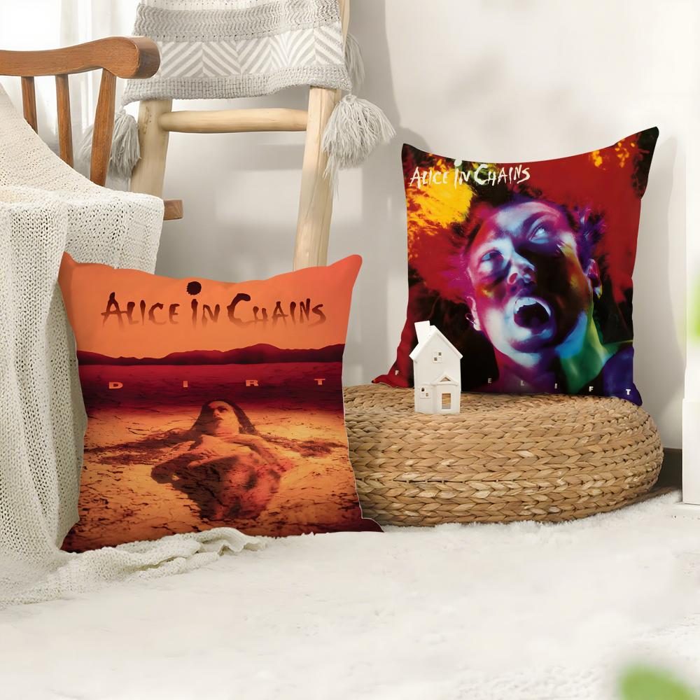 A-Alice In C-Chains Band Cushion Cover Plush Fabric Soft Double-Sided Printed Sofa Warm Winter Home Child Gift Pillow Case