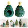 Christmas Tree Pet Bed Soft Plush Cats Cave House Nonslip and Warm For Small Dogs Cats Indoor Festival Theme Pet Shelter