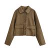 European and American Autumn New Women's Clothing Casual Simple Suede Effect Short Jacket