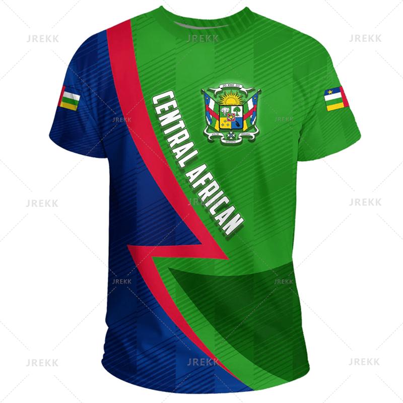 Harajuku The Central African Republic-of Falg Map 3D Printed T Shirt Central African Emblem Graphic T-shirts Men Fashion Clothes