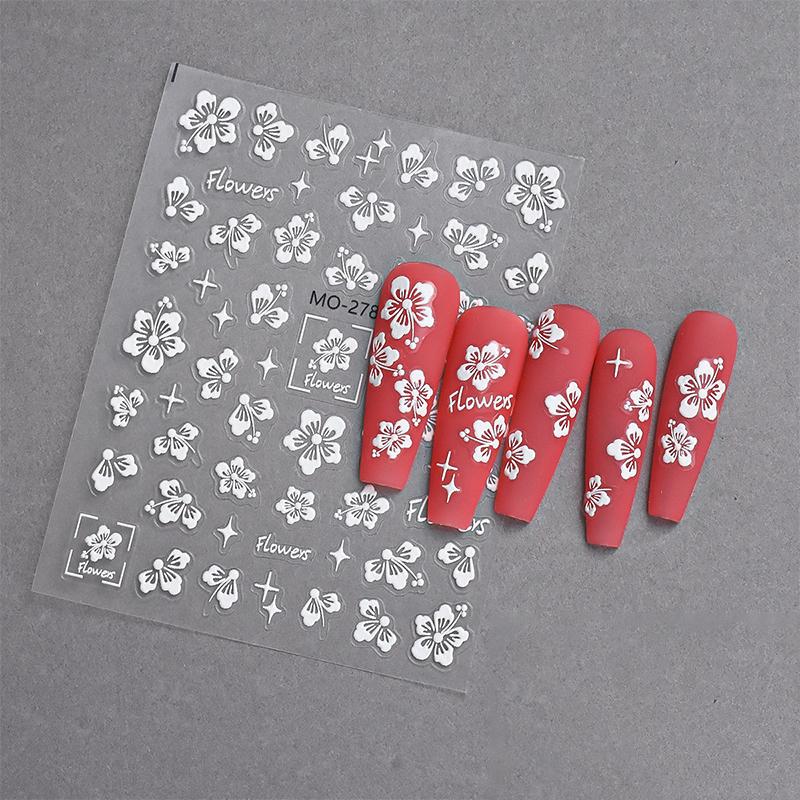 

Наклейка для нігтів у формі квітки, клей для нарощування, 5D стереоскопічна, індивідуальна, для нігтьового салону, для DIY, для ентузіастів манікюру та майстрів манікюру білий