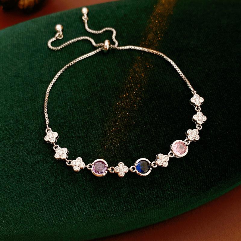 Korean Style Cubic Zirconia & Pearl Flower Bracelet - Elegant, Versatile Jewelry for Women