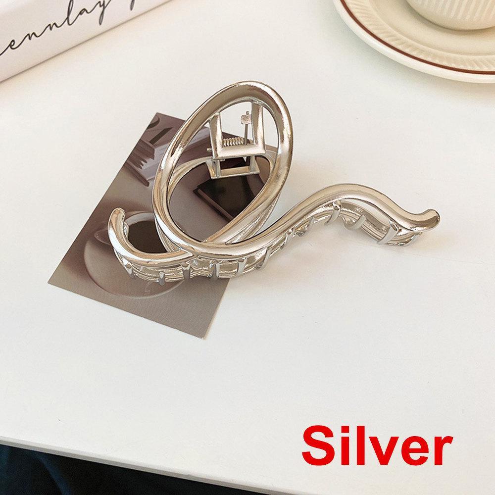 

Женские серебряные, золотые металлические когти для волос, большие нерегулярные заколки для волос, заколки, заколки для хвоста, элегантные головные уборы, женские модные аксессуары для волос 1PC серебряный