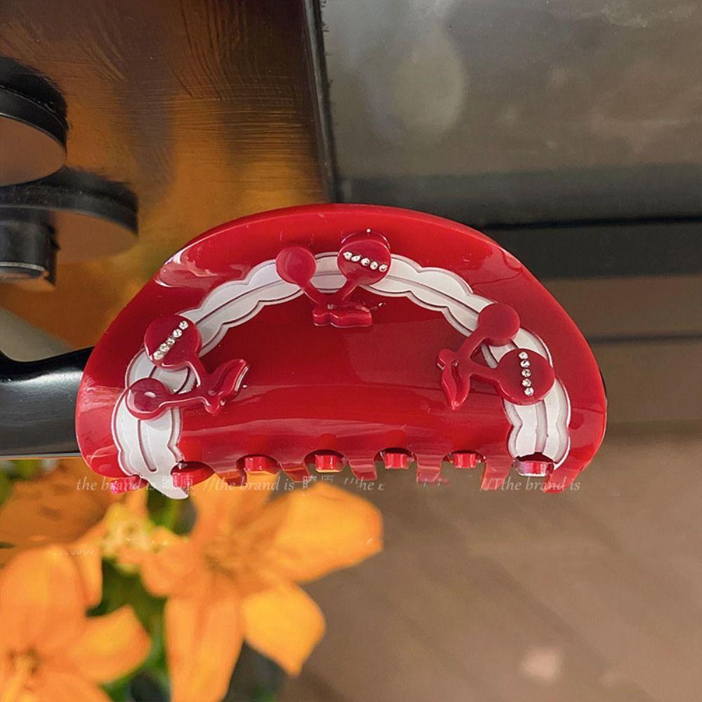 Acetate Acetic Acid Hair Claw Korean Style Geometry Hair Crab Clip Cherry Shark Clip  Headwear