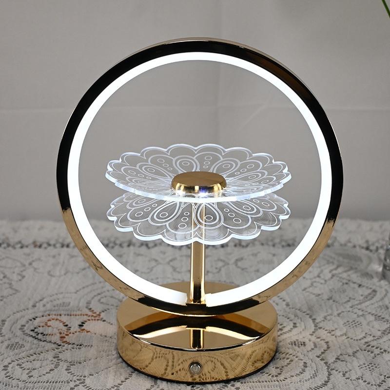 Chinese Style Table Lamp Bedroom Bedside Lamp Simple High-end Ornaments Creative Peony Small Night Light LED Decorative Built-in
