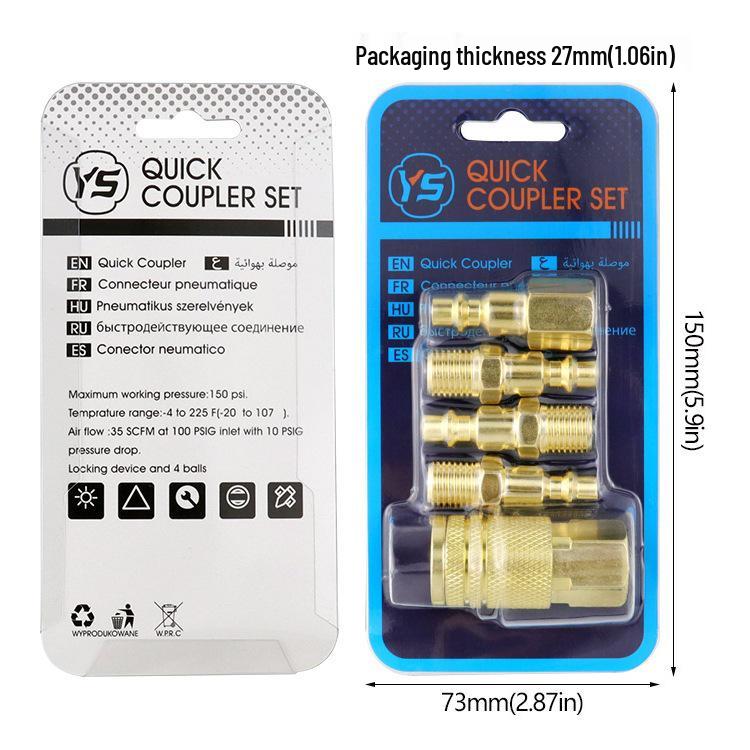 5-Piece 1/4" NPT Quick Connect Air Hose Fittings Set