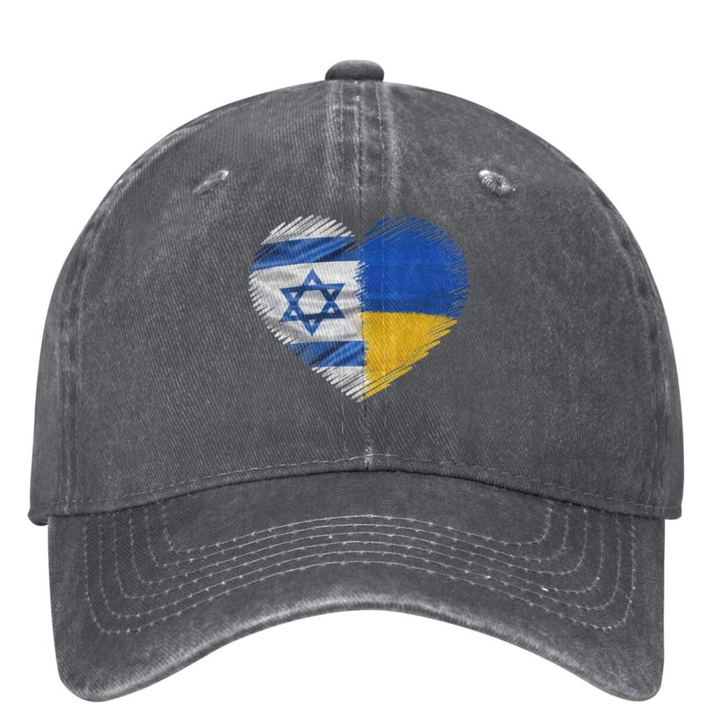 Israel Ukraine Israeli Ukrainian Heart Flag Baseball Cap Kpop Rock Trucker Dad Hat Men Adult Fashion Sun protection Snapback Cap