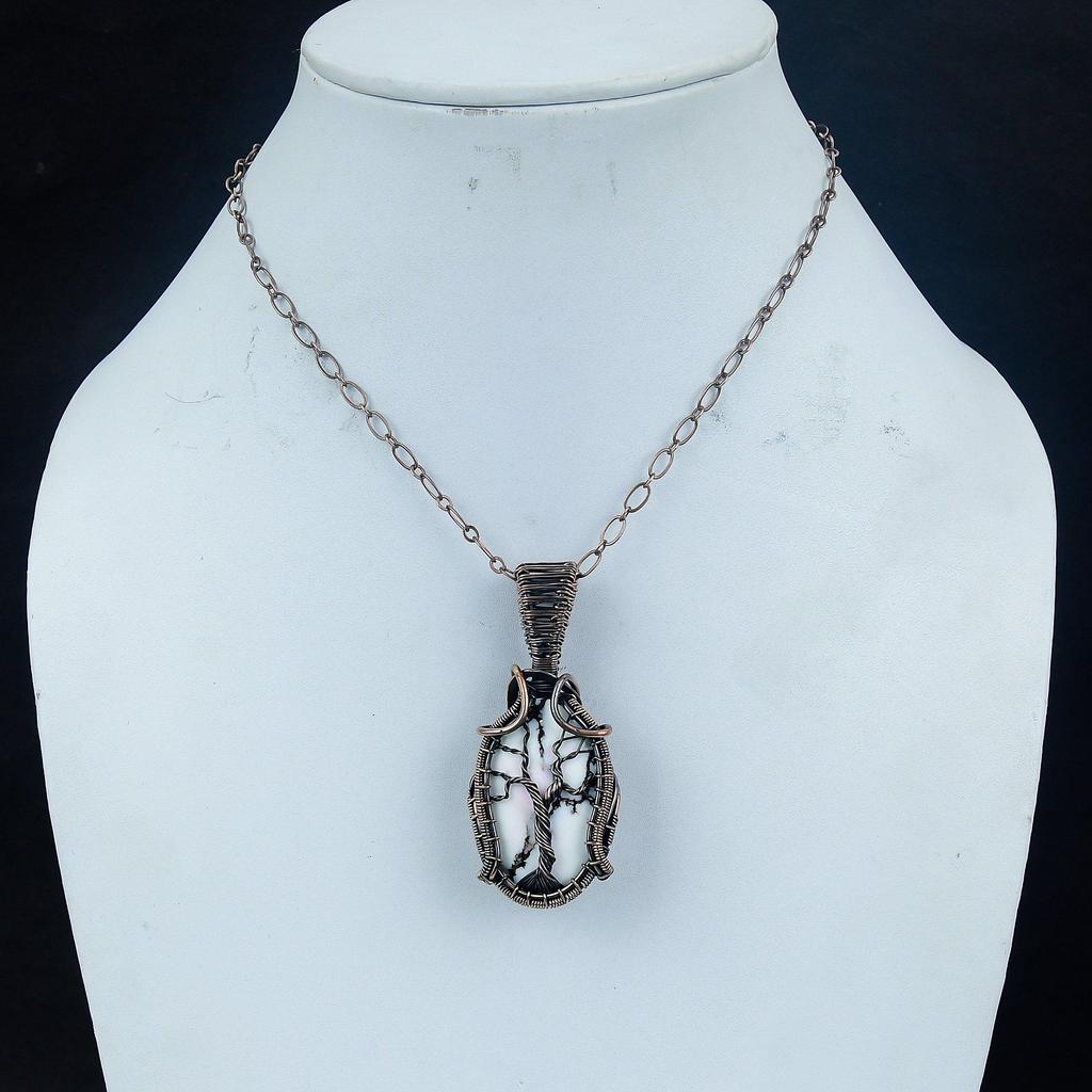 White Coral 999 Copper Wire Wrapped Pendant, Handmade Gemstone Pendant Jewelry, Gifts For Wife Brand New Pendant