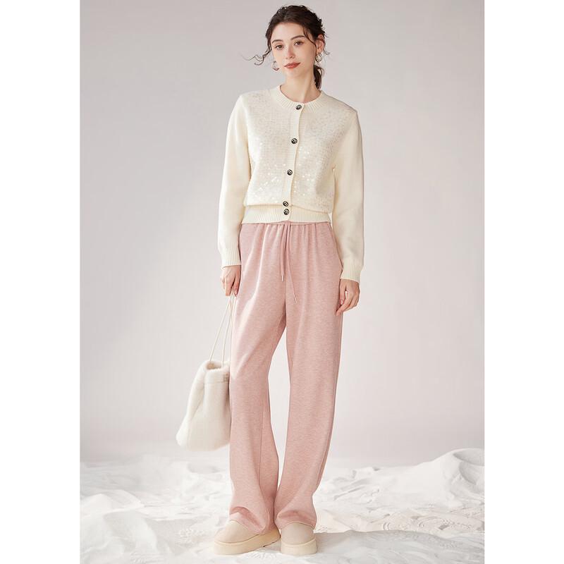 Bailuyu Women's Crew Neck Sequined Knit Cardigan