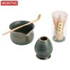4pcs Ru kilns Song Dynasty Matcha Set Beater Matcha Bowl Whisk Holder for Tea Lovers Tea-Making Tools Handmade Ceremony Set