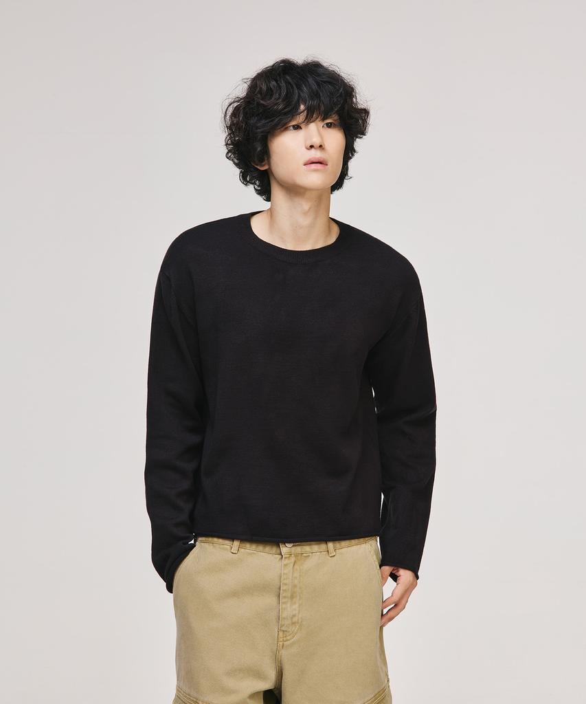 SIGNATURE Crop Rolling Round Knit [Black]