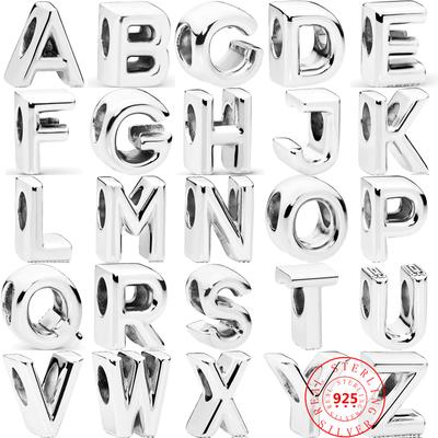 Auténtica Plata de Ley 925 letra inglesa AZ 26 cuentas clásicas del alfabeto ajuste Original Fasion Charm pulsera DIY joyería de mujer