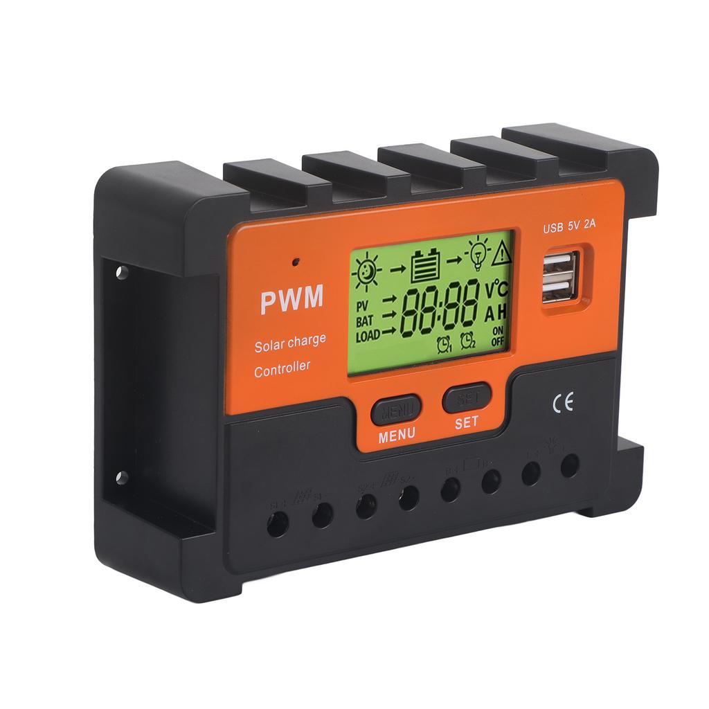 Regolatore Solare PWM 50A 12V 24V 48V Selezione Manuale Carica a 3 Stadi Regolatore di Carica Solare con 2 USB per Camper 5V