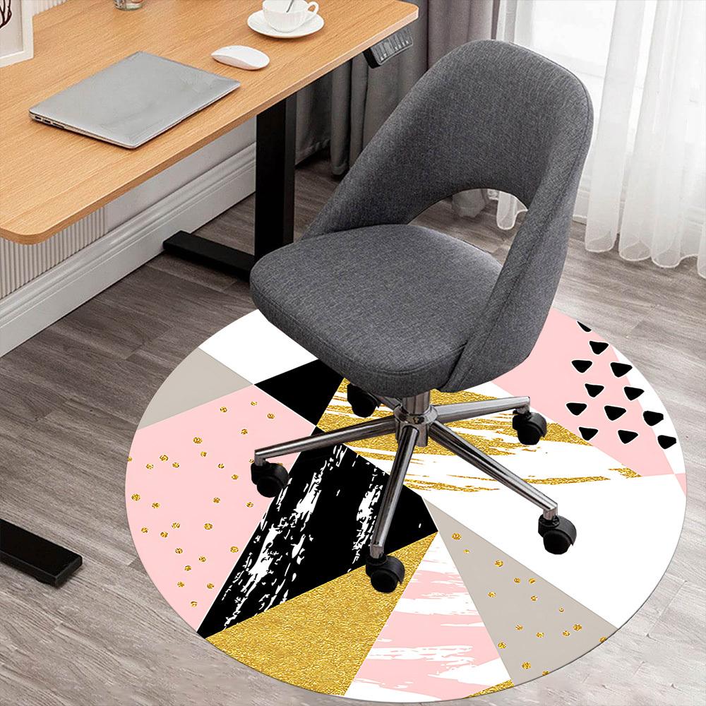 1pc Geometric Circle Round Chair Mat Area Rug - Non-Slip, Floor Mat for Office, Bedroom, and Indoor Decor C1125584