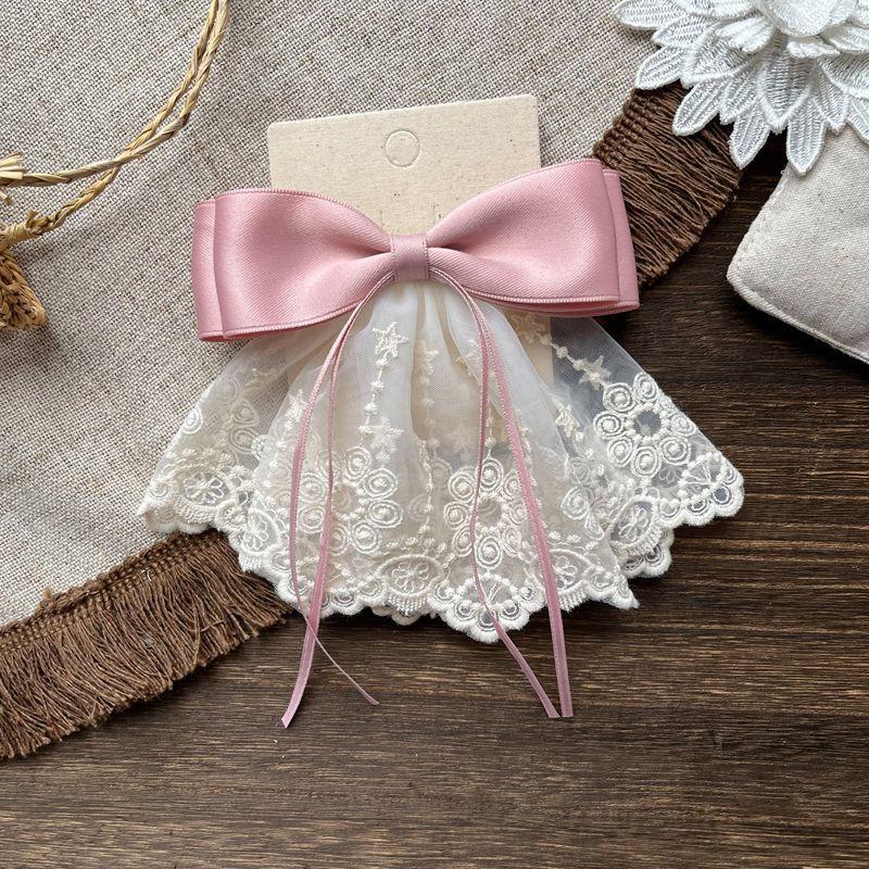 Sweet Bow Hair Clips for Girls White Floral Lace Decorative Barrette New Product Hair Accessories