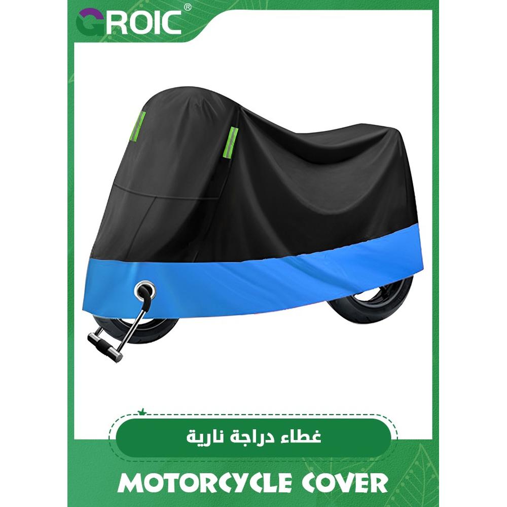 

104 Motorcycle Cover XXX-Large Heavy Duty Motorcycle Cover Waterproof Our Scooter Shelter Protection with Lock-Hole and Reflective Strips for Harle