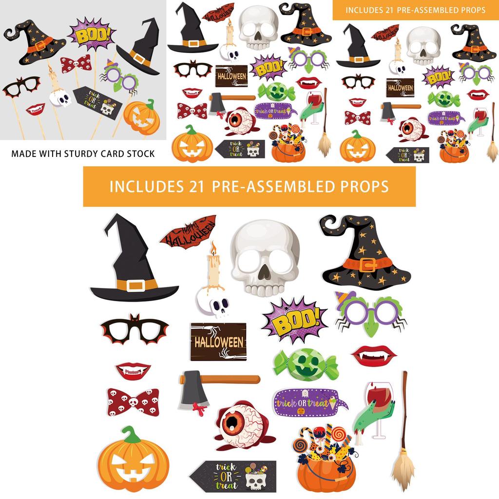 Halloween Party Photo Accessories With Paper Props For Venue Decoration And Fun Photos