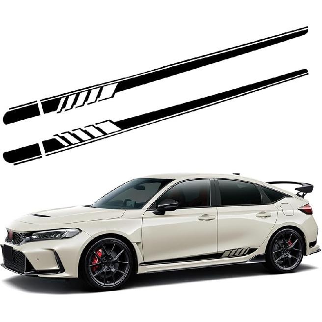 2 PCS Car Side Skirt Decals, 88.58" X 4.52" Long Stripes Stickers, PVC Auto Personalized Stickers, Waterproof Body Decoration, Universal For Most