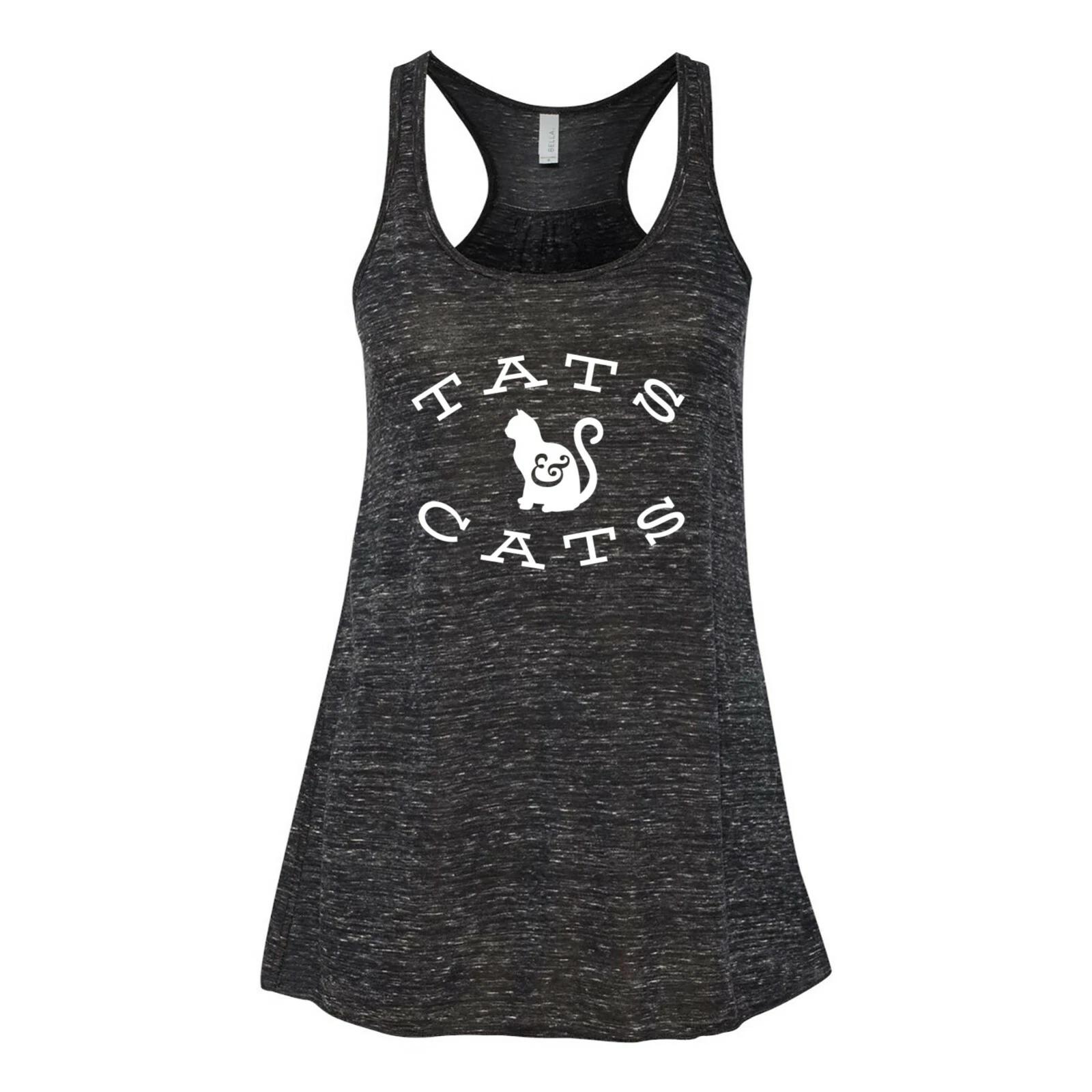 Tats & Cats - Cute Ladies Kitten Tattoo Cat Lady Womens Racerback Tank S