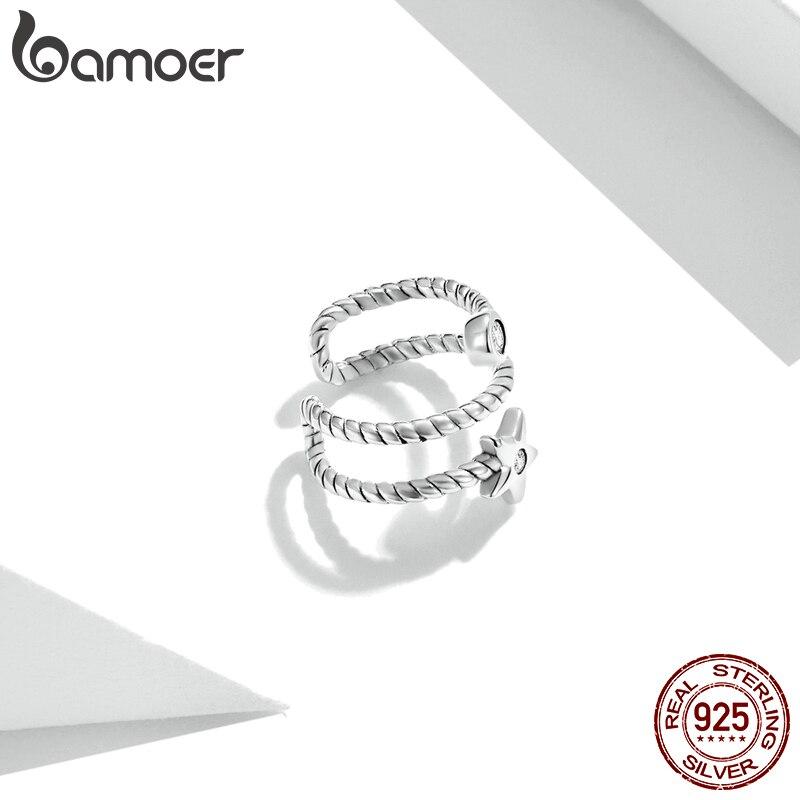 

BAMOER, 1 шт., серьги-клипсы со звездами из стерлингового серебра 925 пробы, манжеты для ушей, циркониевые серьги без пирсинга, модные ювелирные изделия 925 silver