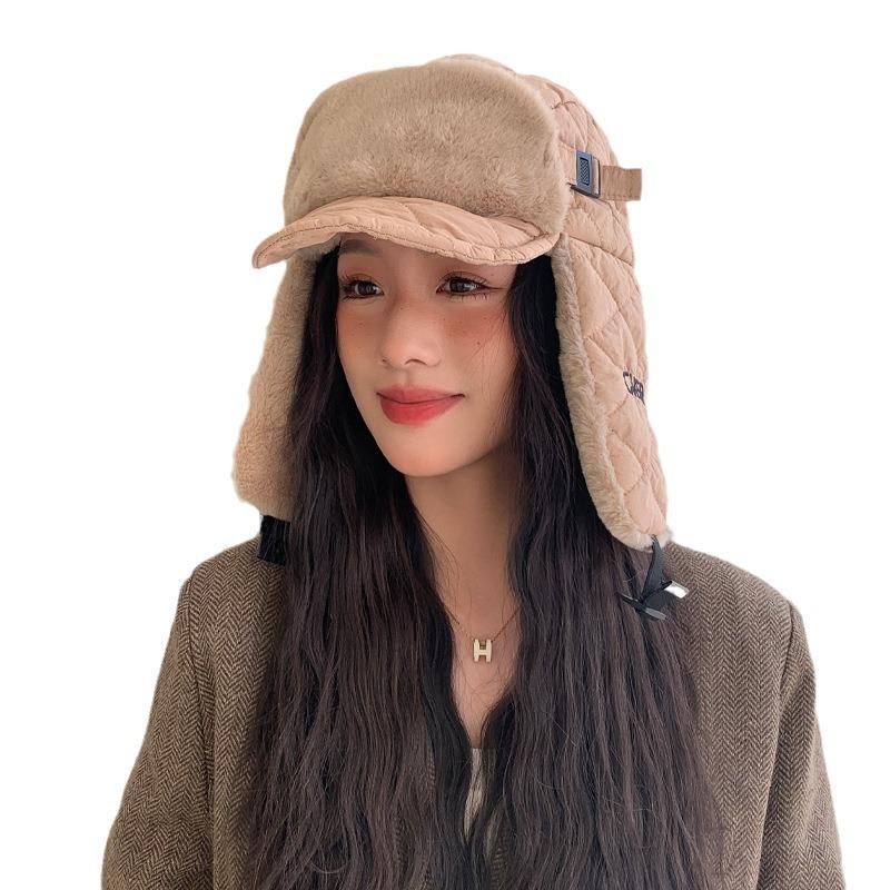 Korean Version of Autumn and Winter New Hat for Women Double-layer Brim Ear Protection Lei Feng Hat for Winter Warm Cold Hat Outdoor Plush Hat Thick