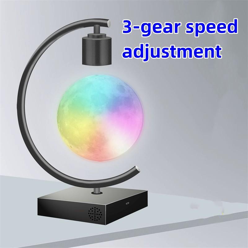 Magnetic Levitating Moon Lamp with Fast Charging and Bluetooth Speaker Floating LED Light Table Lamp Home Decor Christmas Gift