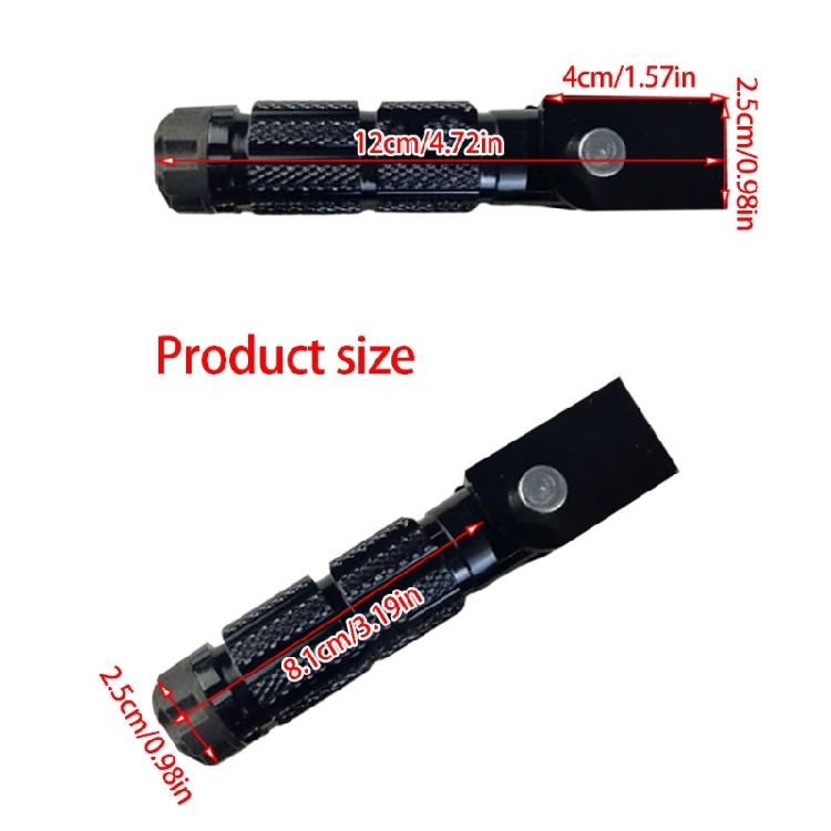 Aluminum Motorcycle Foot Pegs Pair, Hinged 8Mm Footrest Pedals, Black Grip Pattern for Replacement Work, Garage Repair, and Commuting