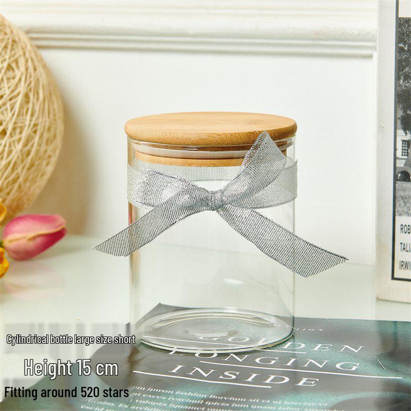 Creative Glass Bottle with Sand, Shells, Lucky Stars, Paper Cranes, and Rainbow Pentagrams