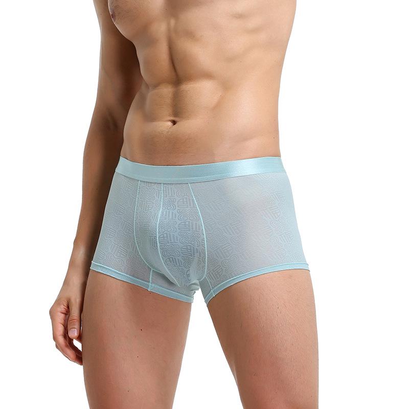 Men's Fu Character Jacquard Nylon Breathable Boxer Briefs with U-Pouch