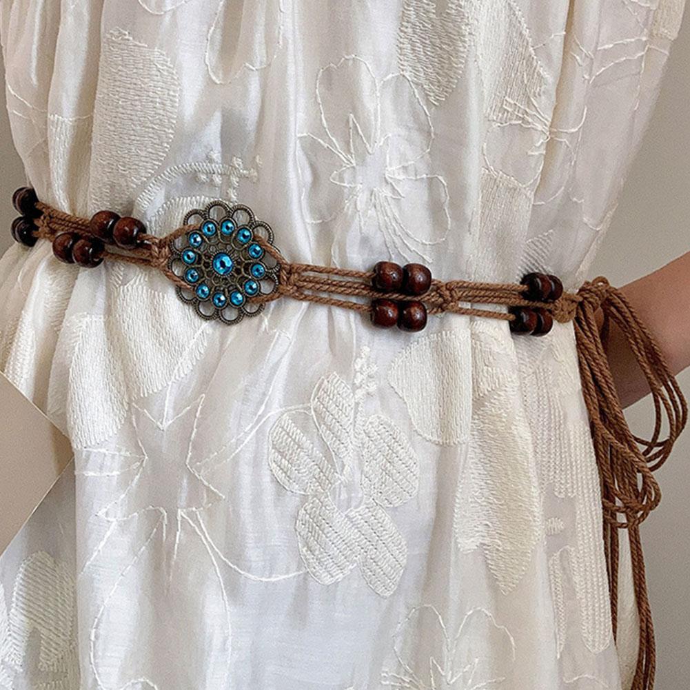 Bohemian Ethnic Style Women's Waist Chain Ethnic Style Artistic Handmade Bead Women's Belt Wood Z2G5