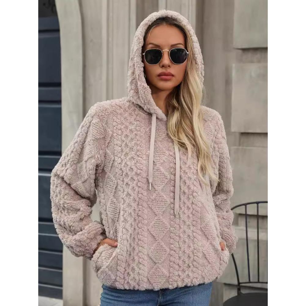 Damemote Uformelt ensfarget trykk Langermet hettegensere og gensere