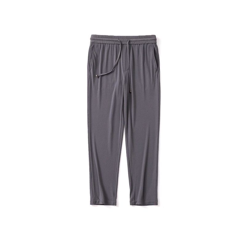 Seersucker Pants Men Summer Thin Straight-leg Pants Export Men s Pants High Elastic Ice Silk Drape Casual Pants Glacier Gray 125