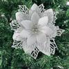 1PC Christmas Golden Glitter 14cm Flower Christmas Tree Decoration Ornaments Color Glitter Home Party Decoration Supplies