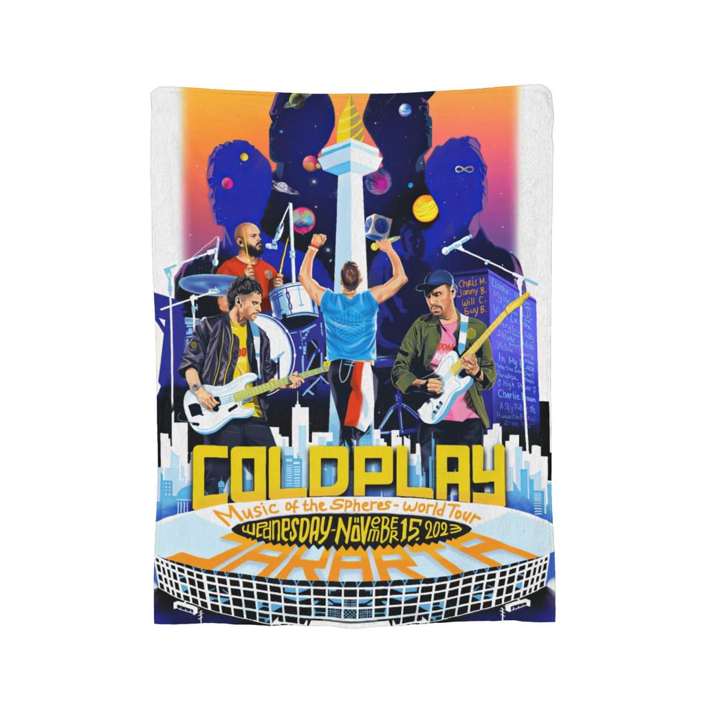 Coldplays Rock Band Blankets Flannel Print Breathable Lightweight Thin Throw Blankets for Sofa Office Quilt