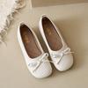 2025 New Gentle Fairy Style Single Shoes Female French Elegant Bow Round Head Light Mouth Woven Mary Jane Single Shoes
