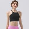 Summer Pleated Halter Sports Yoga Tank Top with Beautiful Back