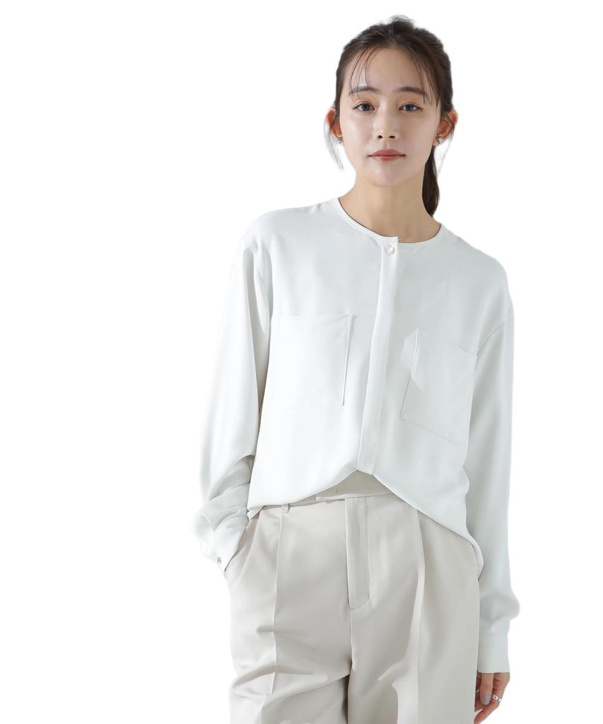 Nano Universe Double Pocket Size Women's Blouse, S, 031, Off-White, 669-5120303