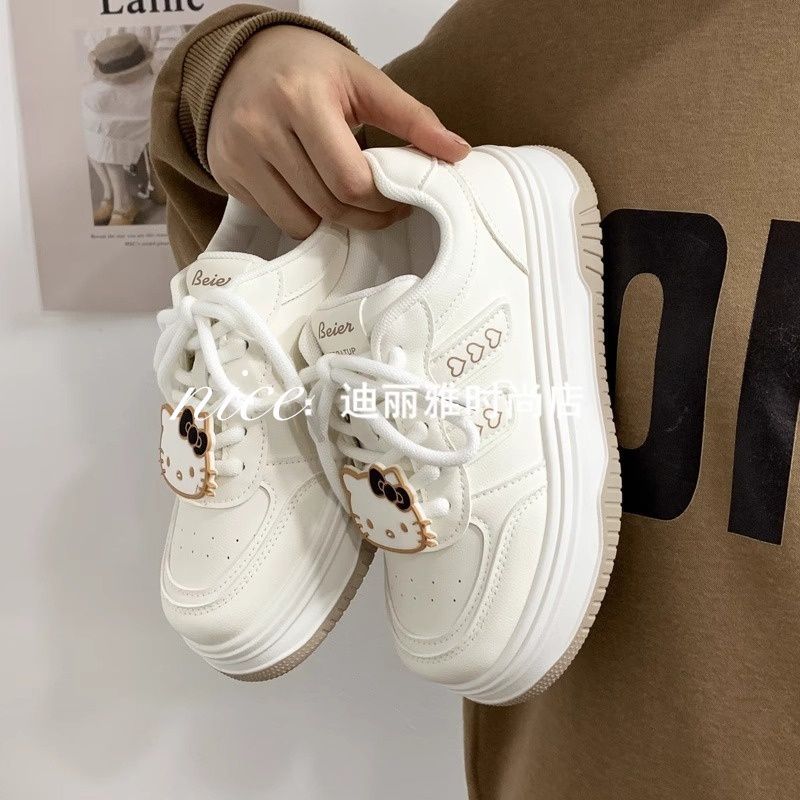 Autumn and winter cute big head white shoes children's shoes platform 2025 new versatile bread shoes sports and leisure board shoes