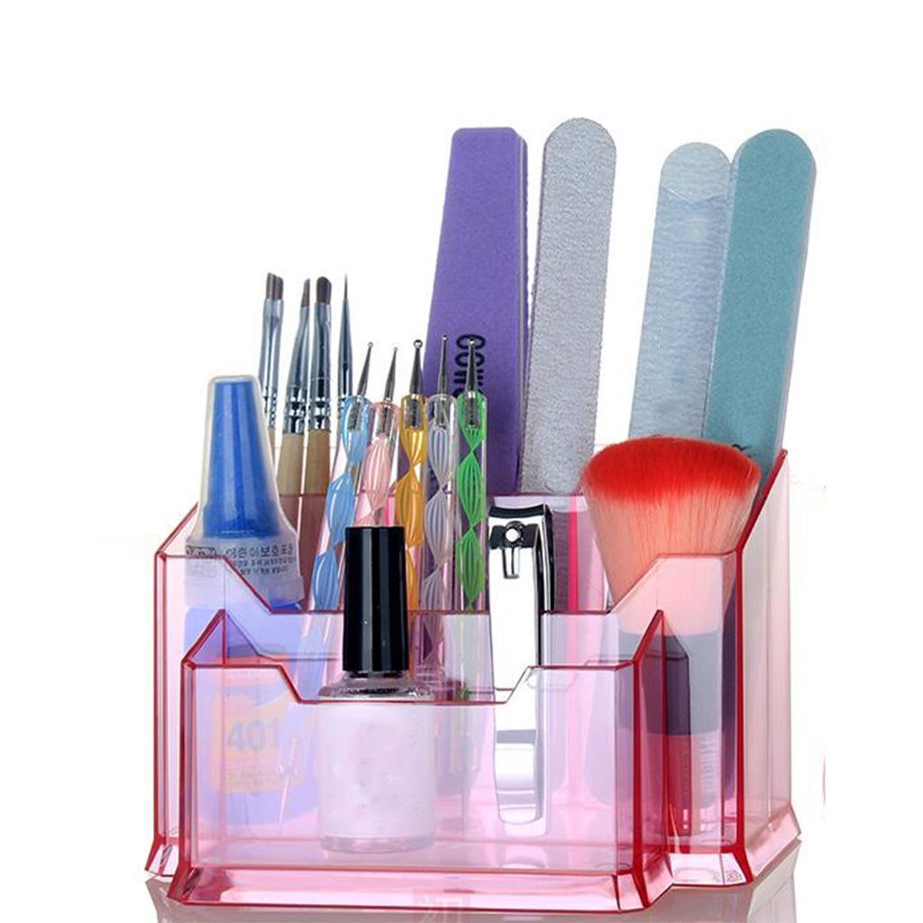 Acrylic Nail Tool Organizer Clear Makeup Storage Box Multifunctional Cosmetic Holder for Vanity Table