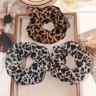 3pcs Leopard Print Hair Bands Set Scrunchy Hair Ties Ropes Scrunchies for Women Hair Accessories
