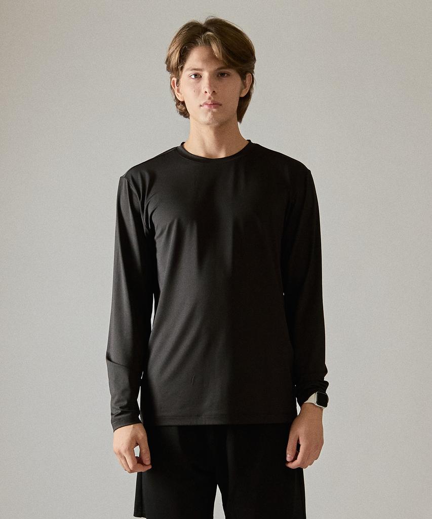 BASIC HOUSE Cool Functional Air Dry Regular Fit Long Sleeve Tee Black Lzts3116