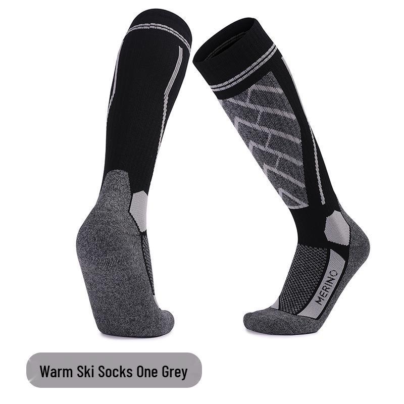 Merino Wool Knee-High Ski Socks: Thick, Warm, Non-Slip, Sweat-Absorbent for Men & Women.