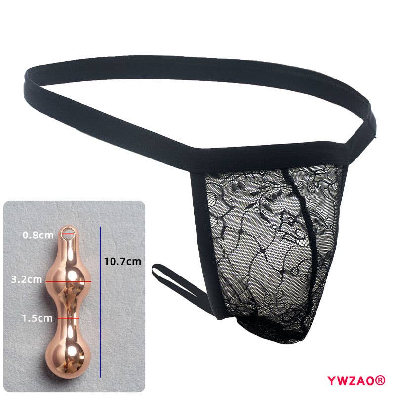 YWZAO Tapón Anal Insertable Ropa Interior Masculina Tanga Encaje Negro N12