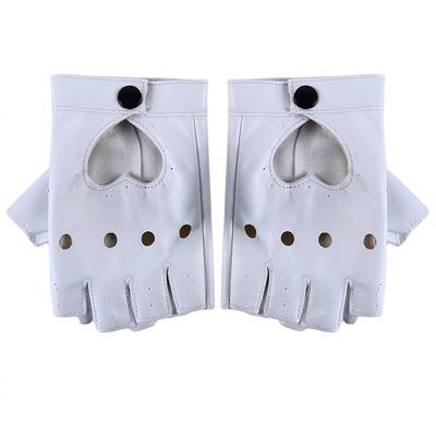 Women's Fingerless Leather Gloves Heart-Shaped Hollow Design Fashion Gloves for Daily Wear Christmas Valentine Gift