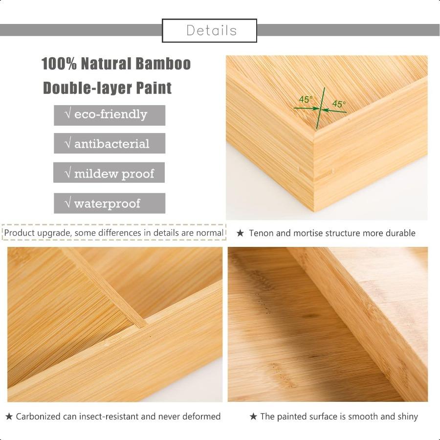 3Tier Bamboo Drawer Spice Rack Wooden Kitchen Cabinet Spice Organizer Spice Jar Holder Medicine Health Care Vitamin Bottles Sto