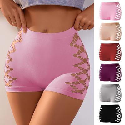 Womens Boy Shorts Underwear No Show Seamless Side Hollow Boxer Briefs Sexy Mid Rise Stretch Bikini Panties