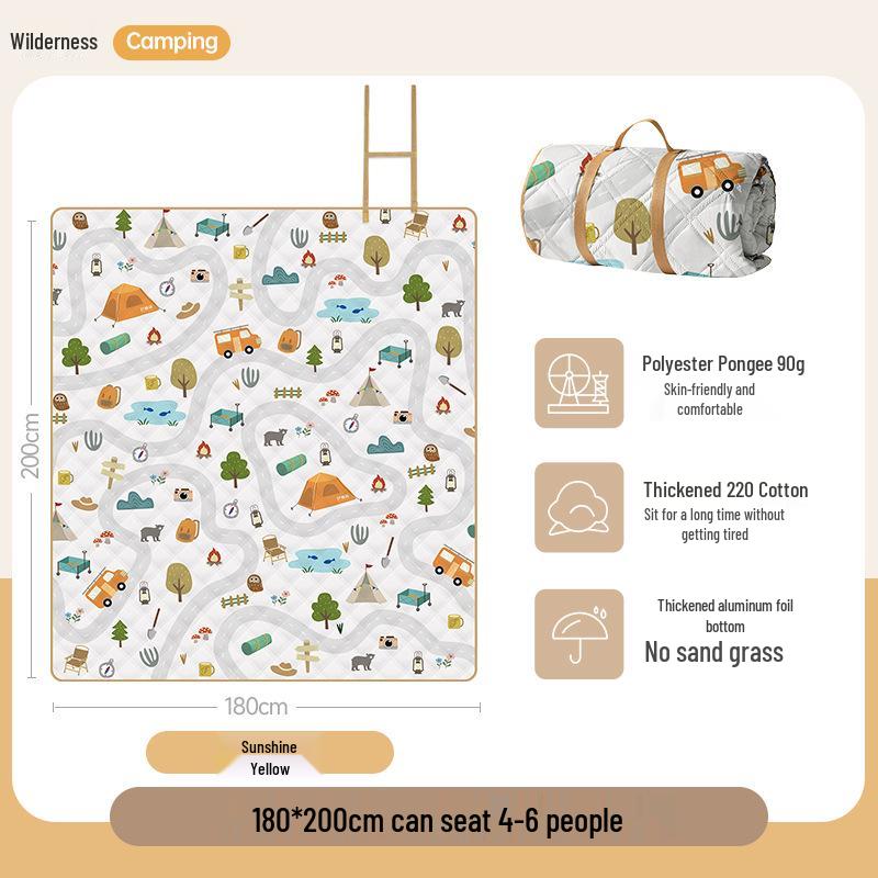 Waterproof Aluminum Foil Picnic Mat: Thick, Moisture-Proof, Foldable, Portable, Ideal for Camping and Outdoors