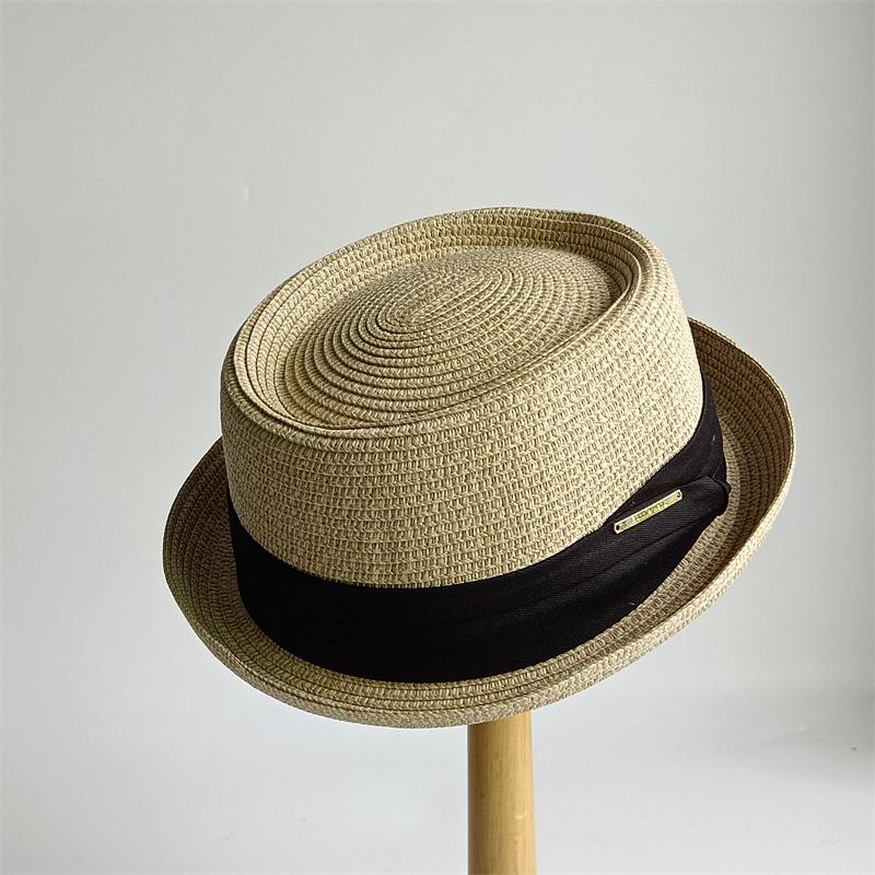 Men's Pork Pie Hat Vintage British Trilby Straw Hat Fedora Breathable Beach Sun Hat Handwoven Straw Panama Hat Cuban Travel Cap