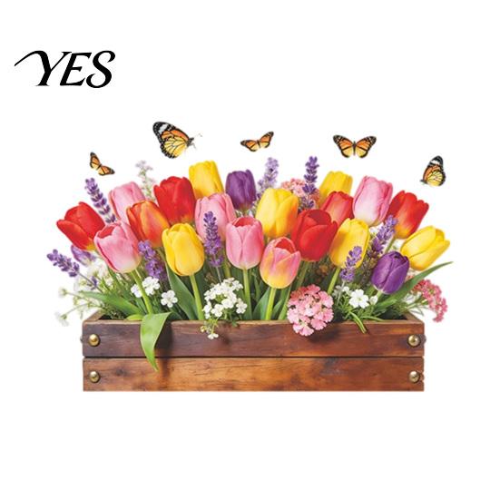 Removable Wall Decal Tulip Flower Stickers, Peel And Stick Decals, Waterproof Vinyl Floral Environmentally Friendly Self-Adhesive Stickers,3D разноцветный